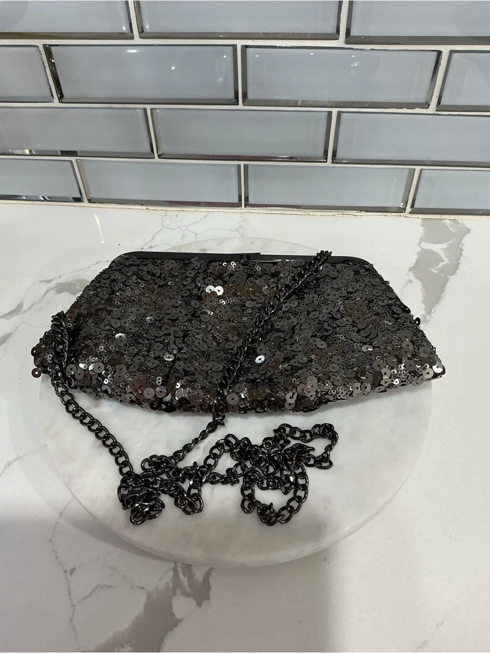 a new day Black Sequin Clutch with Chain Strap - Picture 4 of 4